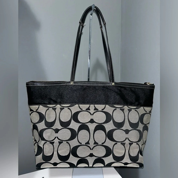 Coach Black & Gray Signature CC Tote Bag - Picture 8 of 12